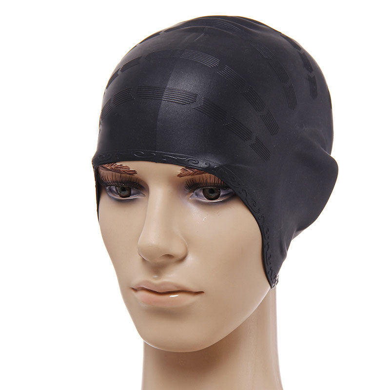 Swimming Cap Black, Universal Stretch Elastic Swim Hat for Men and Women image 0