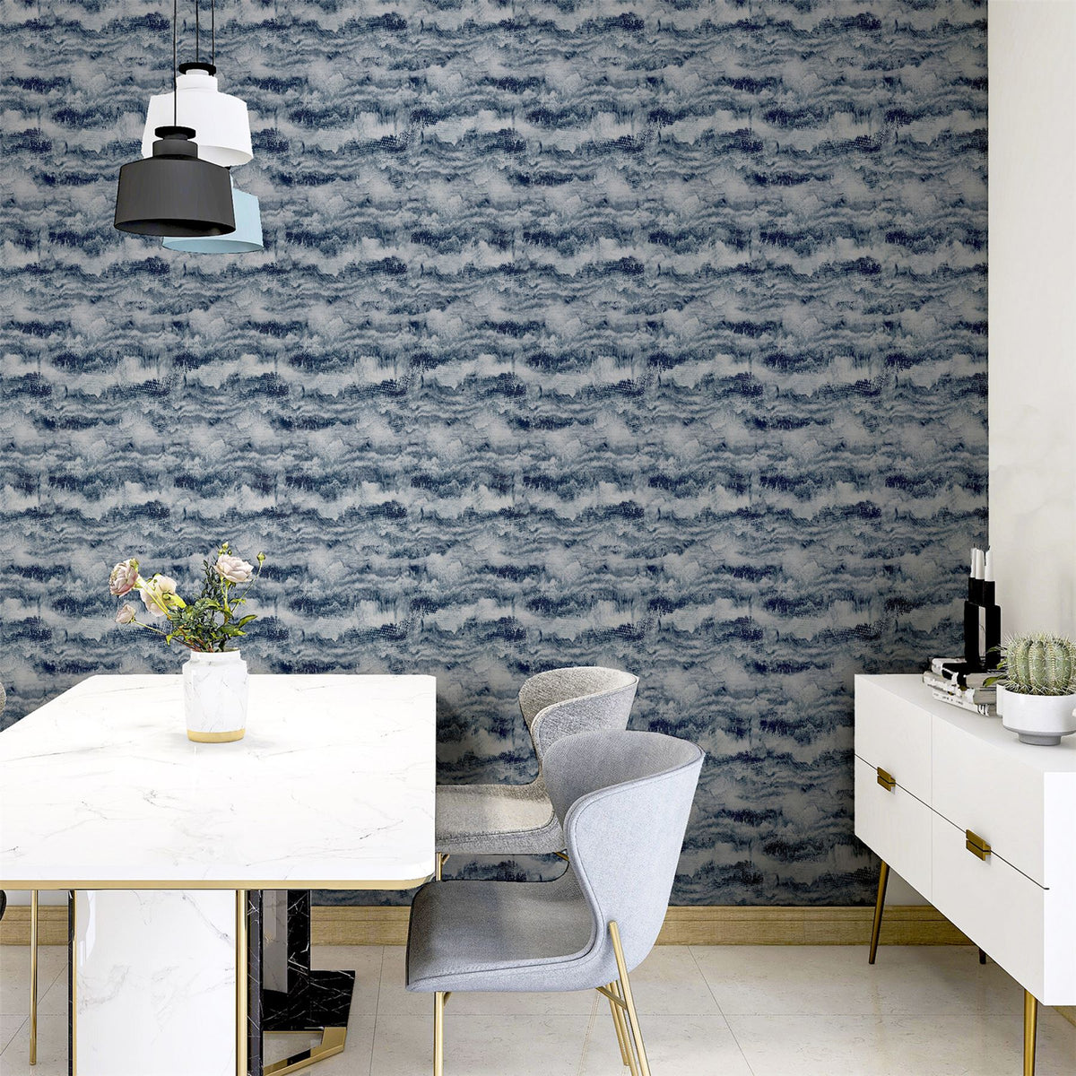 Painted Canvas Navy Wallpaper image 5