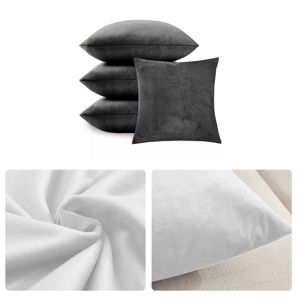 Velvet Cushion Covers Silver 4 Pack, 45 x 45cm Square Pillow Covers image 13