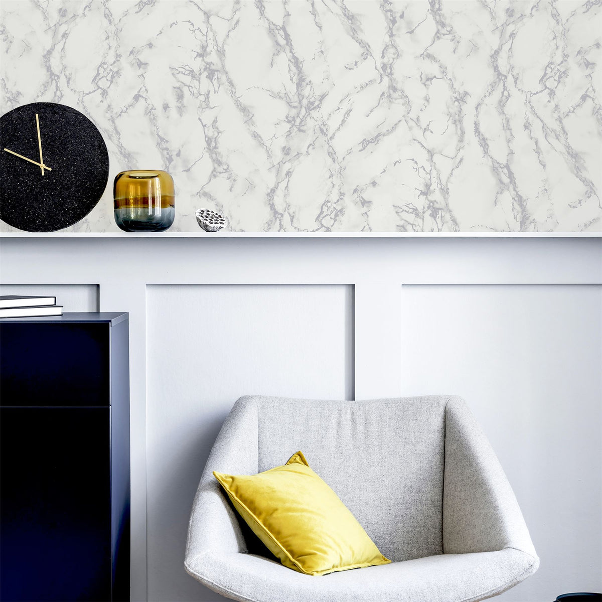 Carrara Marble Silver Wallpaper image 1