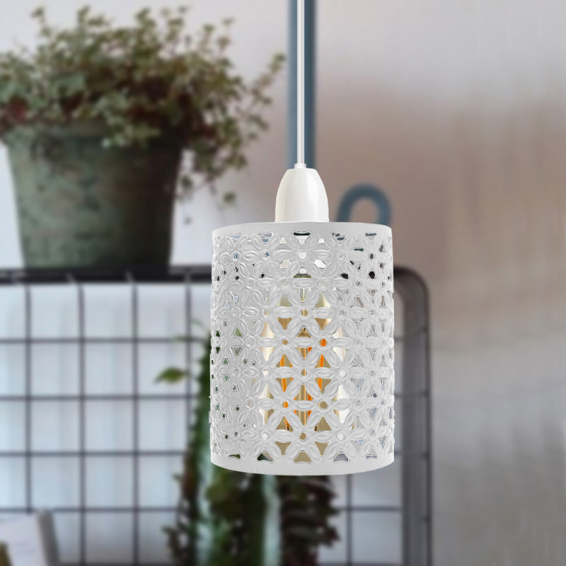 White Drum Metal Wire Cage Ceiling Pendant Lampshade~1999