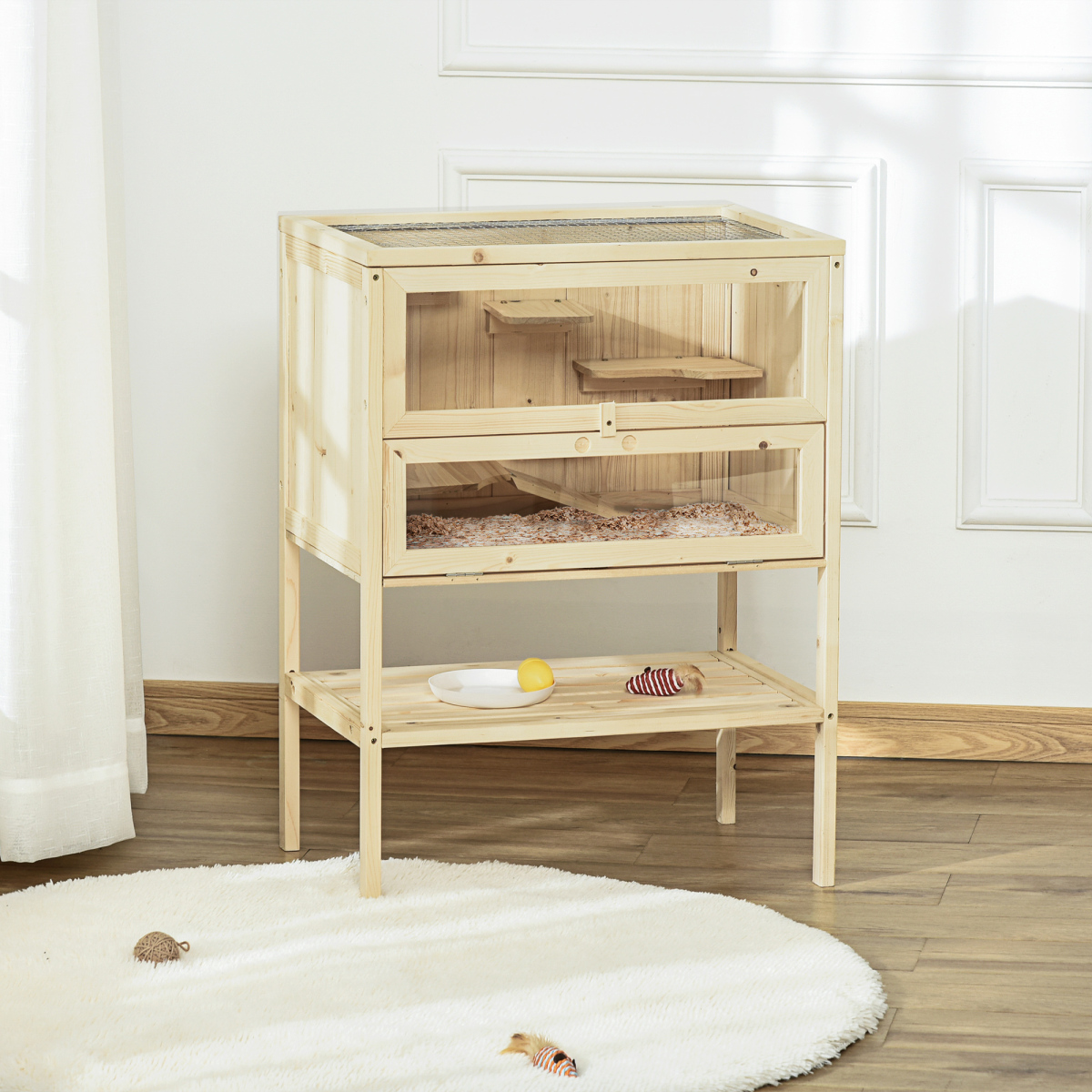 Hamster and Small Pet Cage 23.5"L×15.75"W×31.5"H, Natural