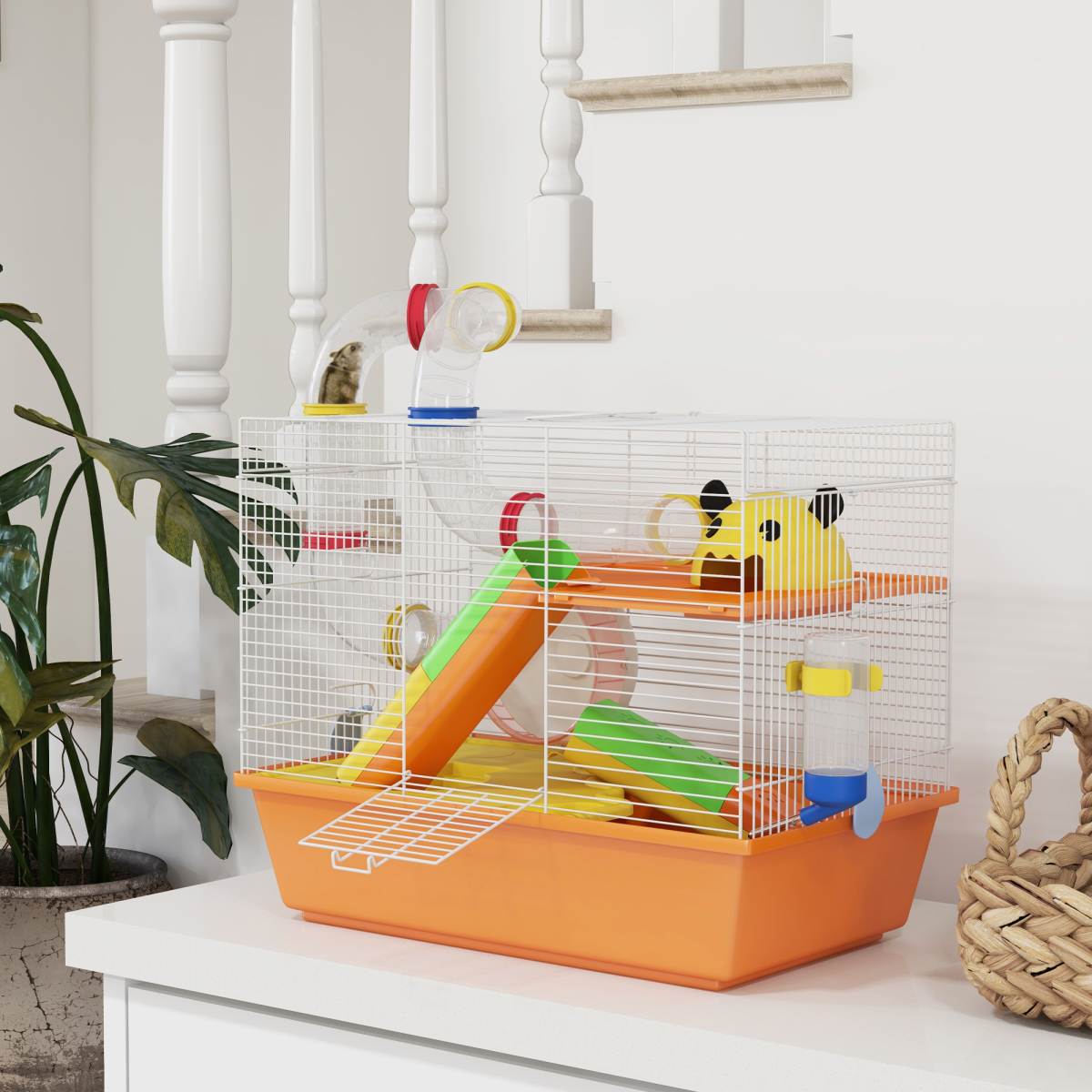 Hamster and Small Pet Cage, White, Steel