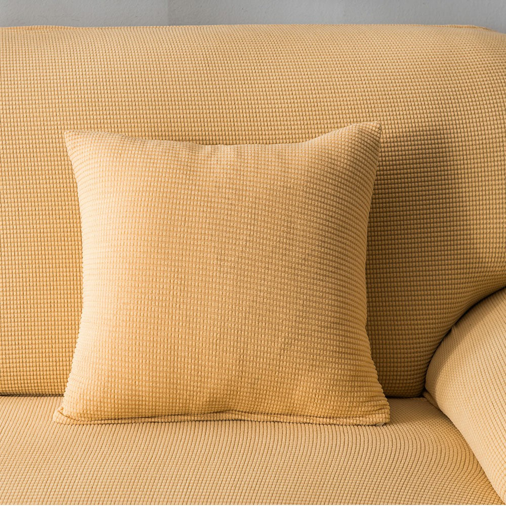 Armchair Cover Beige, Stretch Polar Fleece Knitted 1 Seater Sofa Slipcover image 4