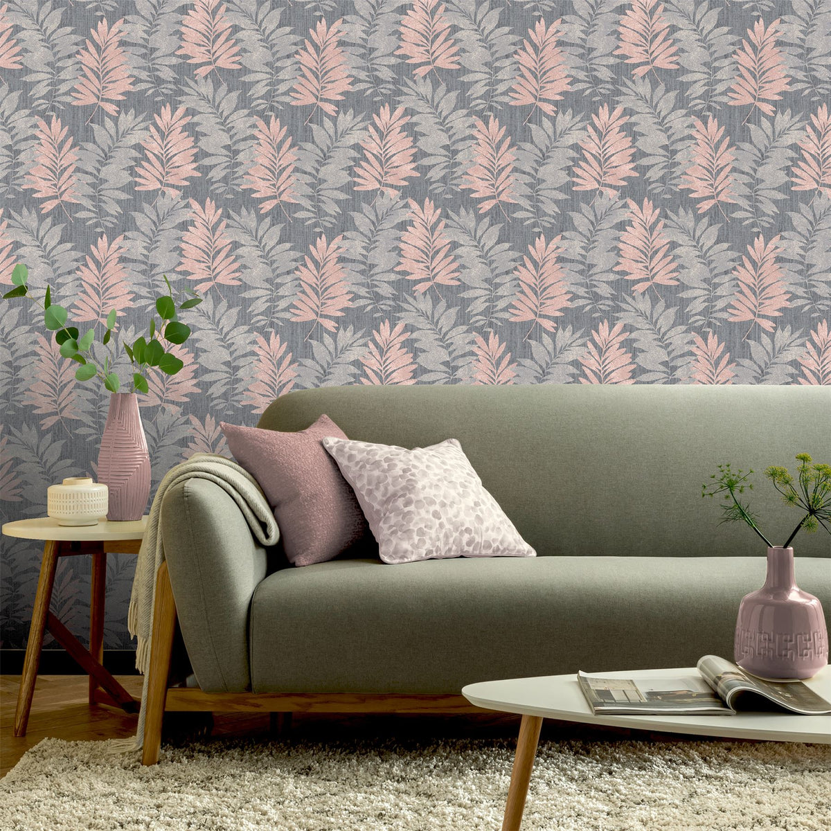 Stardust Palm Pink/Grey Wallpaper image 5