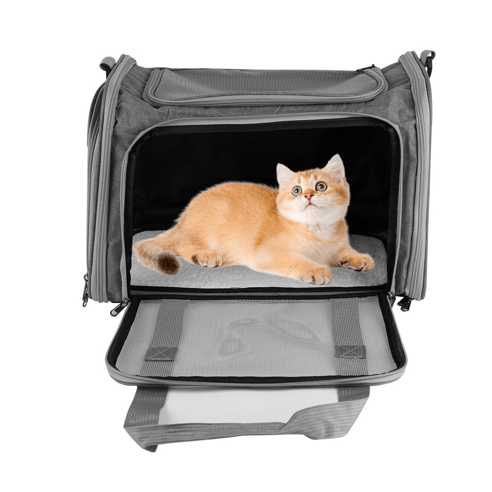 Pet Carrier Bag Large Black, Soft Fabric Folding Travel Bag for Cats and Puppies image 3