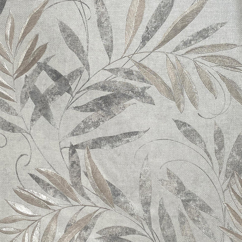 Luxury Leaf Soft Silver Wallpaper image 0