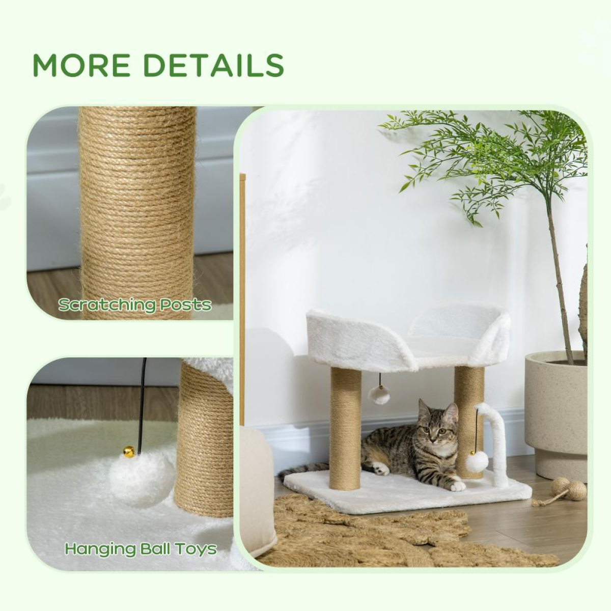 Cat Tree 48 x 38 x 42cm, White