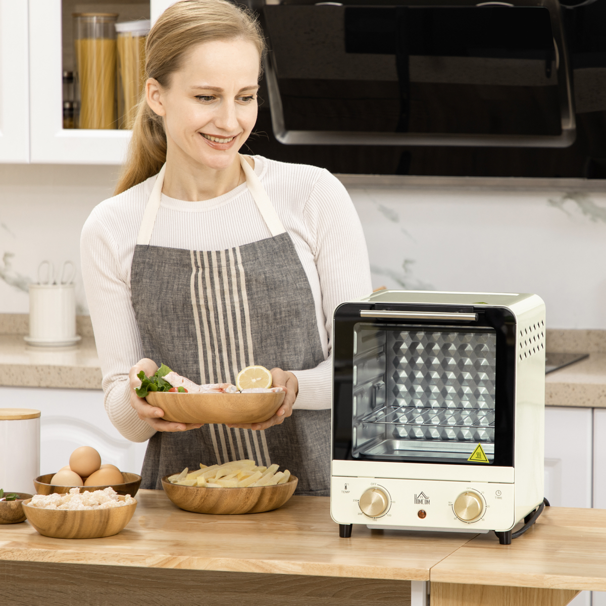 Convection Mini Oven Toaster Oven with Baking Tray Wire Rack Crumb Tray