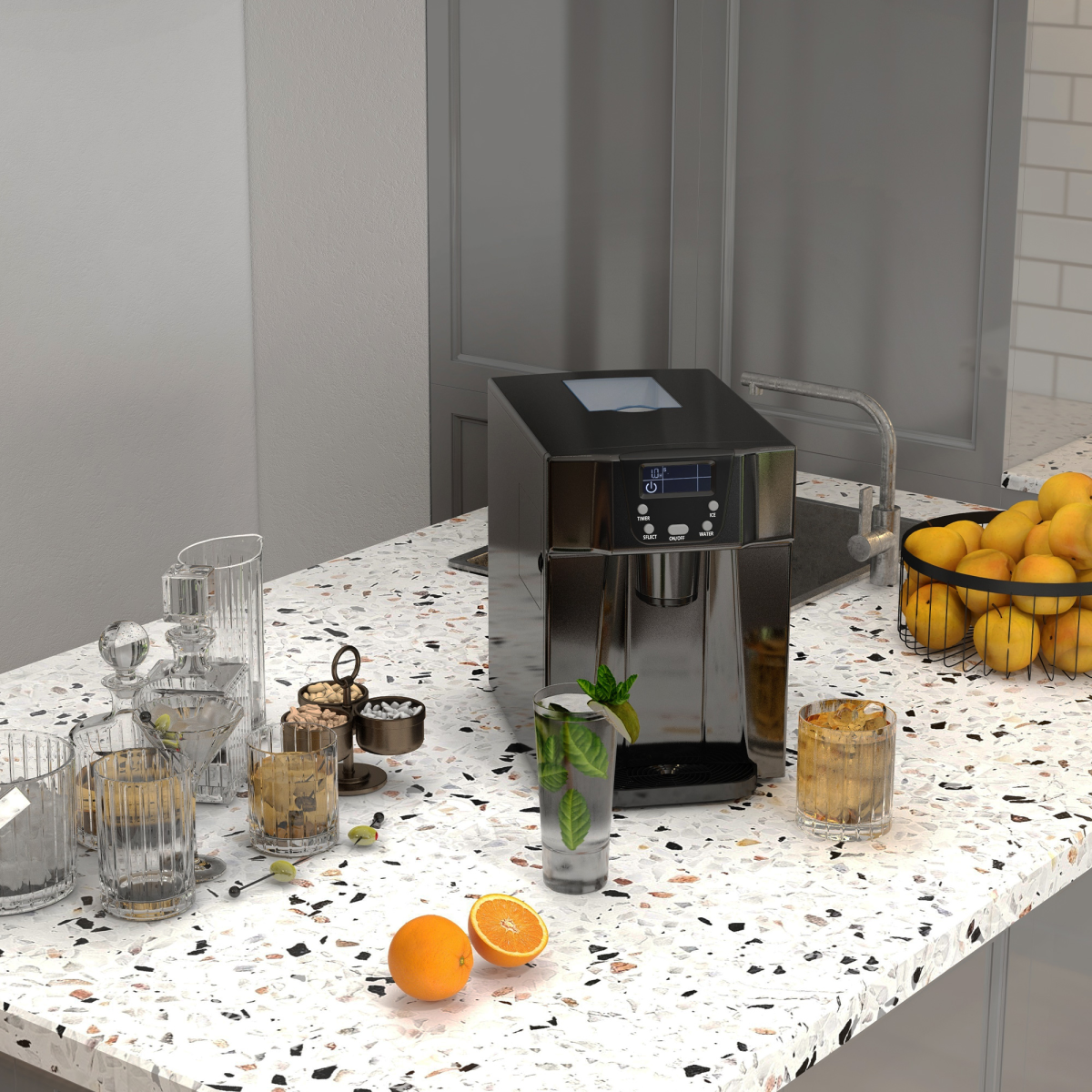 Ice Maker Machine and Water Dispenser No Plumbing Required Black