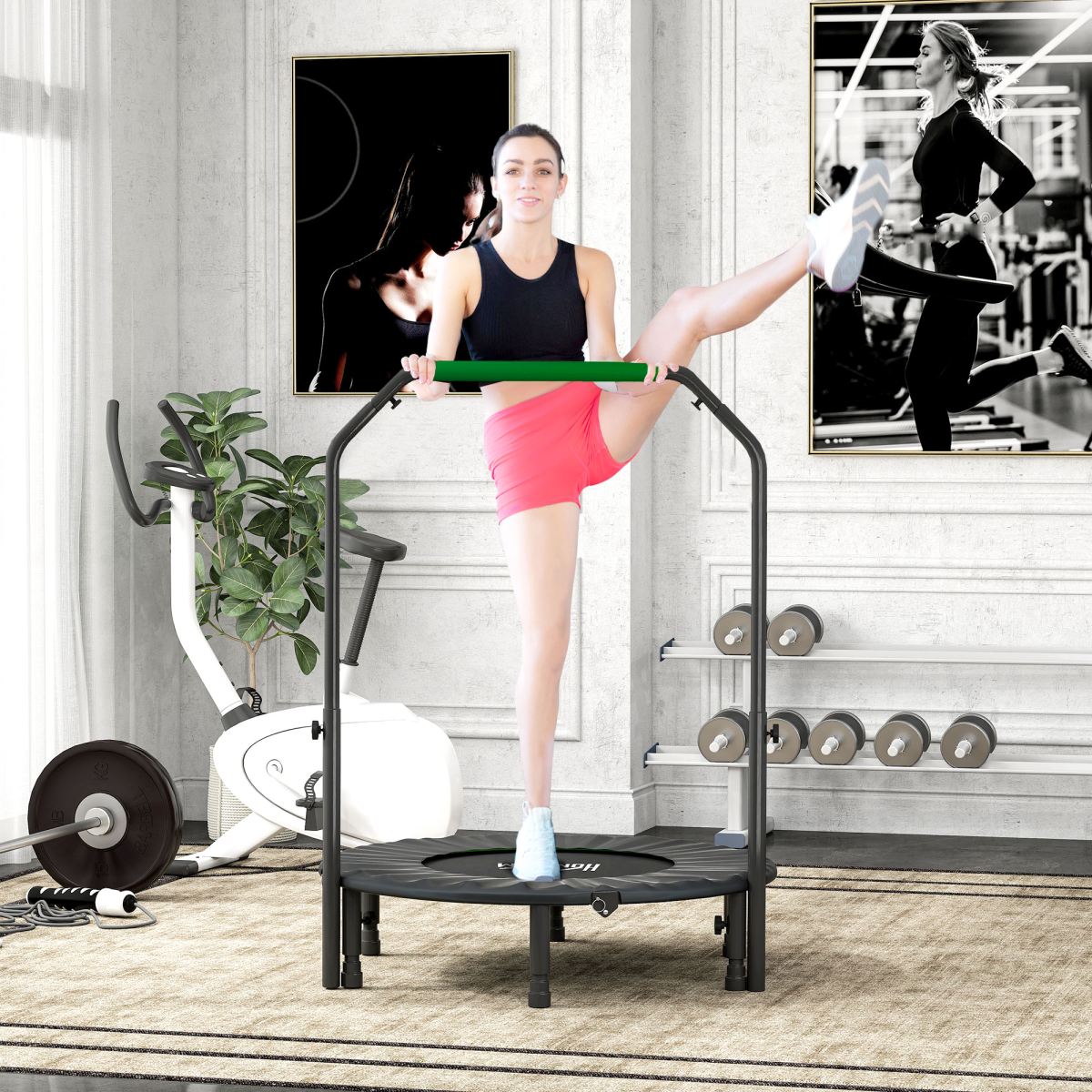 40" Foldable Mini Fitness Trampoline with Foam Handle