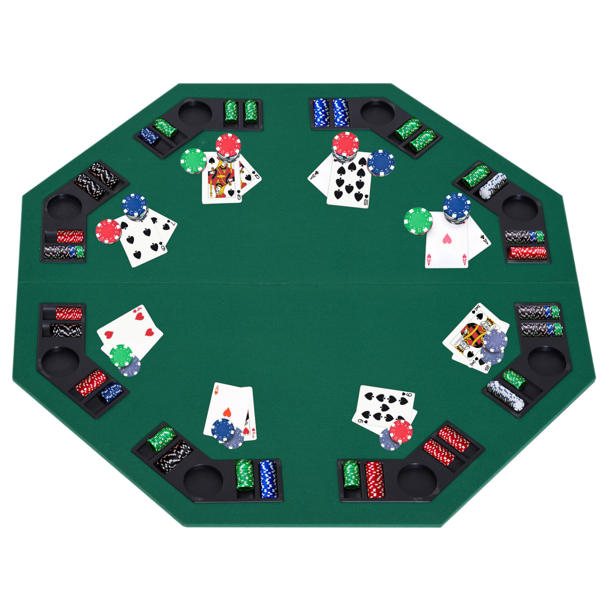 1.2m/48 Inches Foldable Poker Table Top 8 Players Blackjack Chip Trays