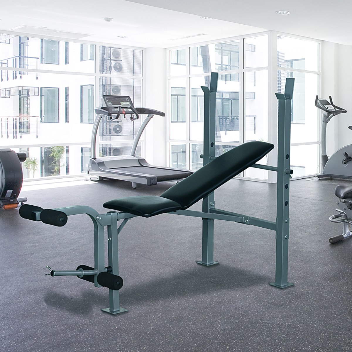 Adjustable Multi Gym Weight Bench Barbell Stand Chest Leg Abs Training