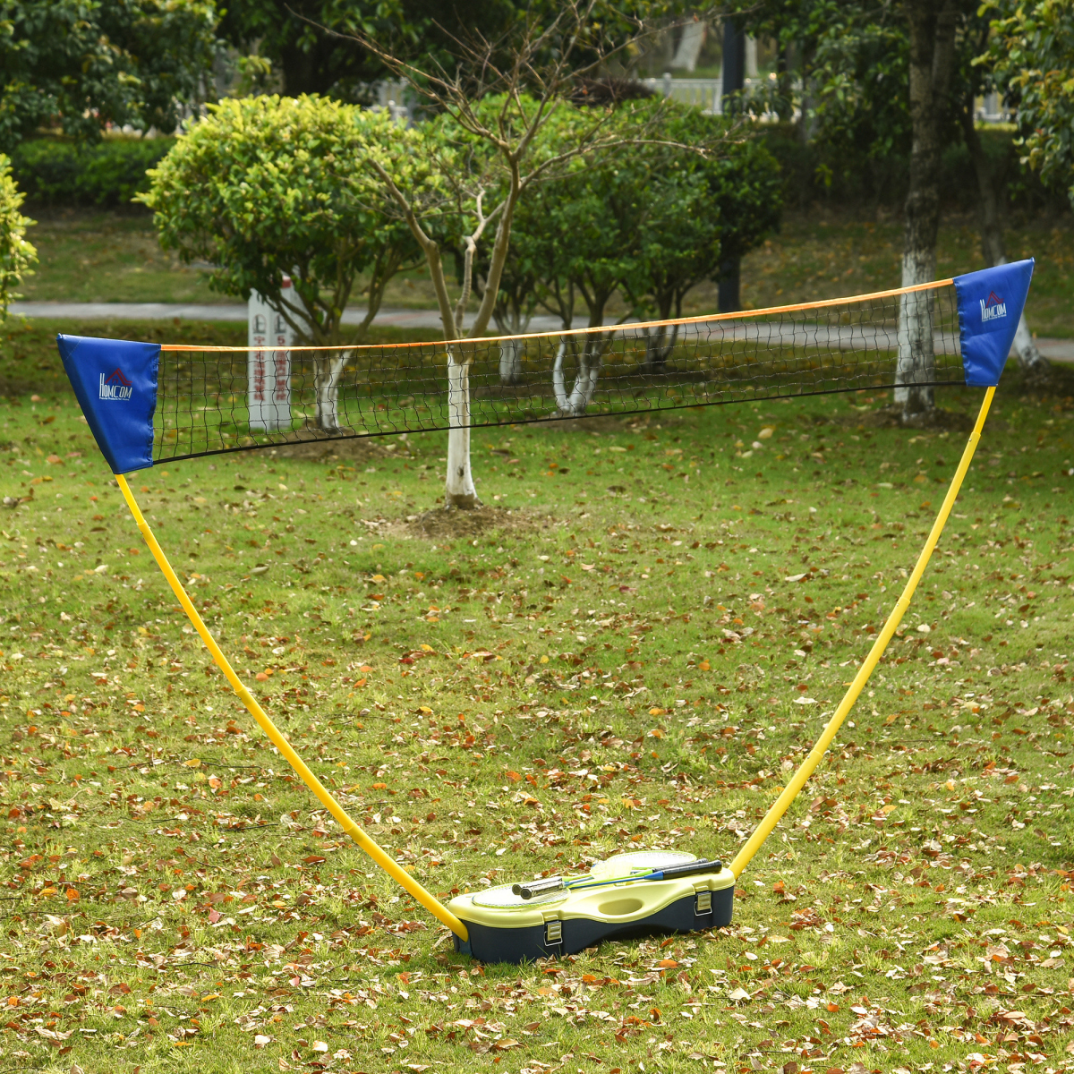 Foldable Badminton Net Set with 2 Pairs of Rackets 2 Nylon Shuttlecocks