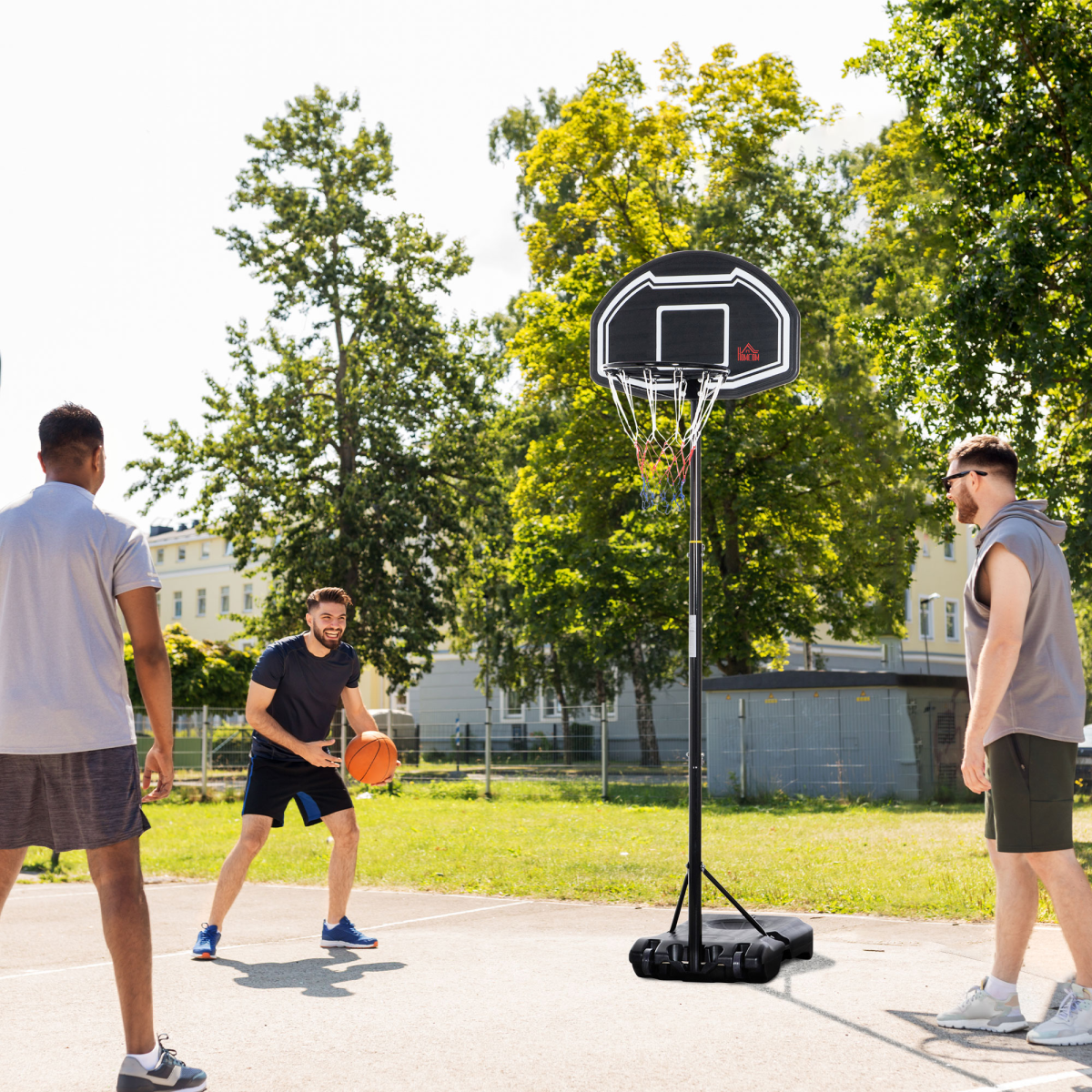 Adjustable Basketball Hoop Stand with Wheels and Weight Base 1.6-2.1m