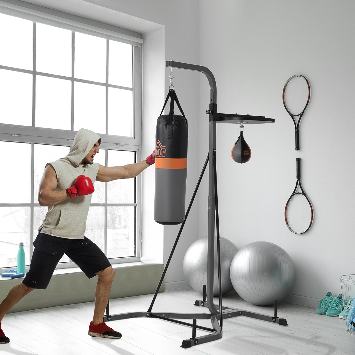 Punchbag and Speedball Boxing Station Frame Freestanding Training Home