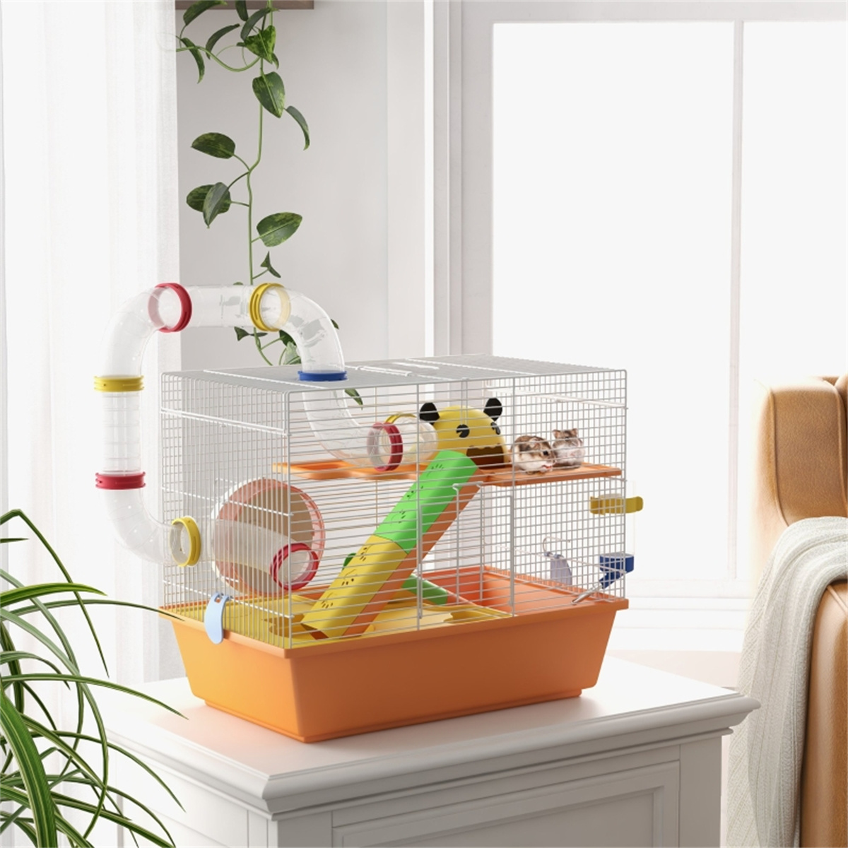 Hamster and Small Pet Cage, White, Steel