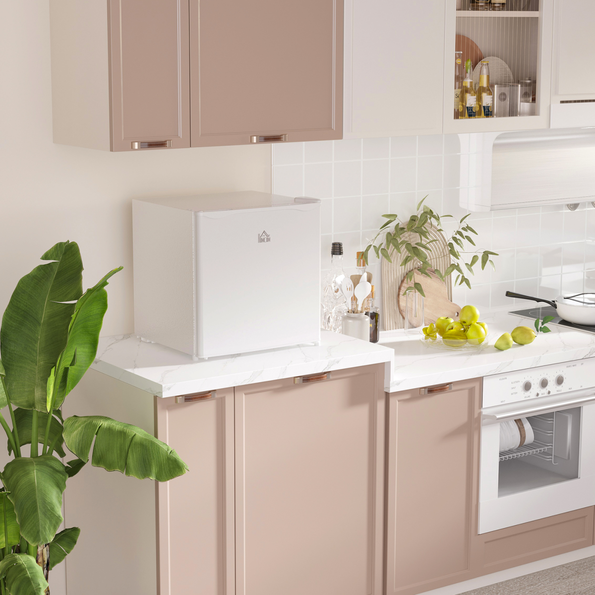 46L Counter Top Fridge with Chiller Box Mini Fridge for Bedrooms Cream