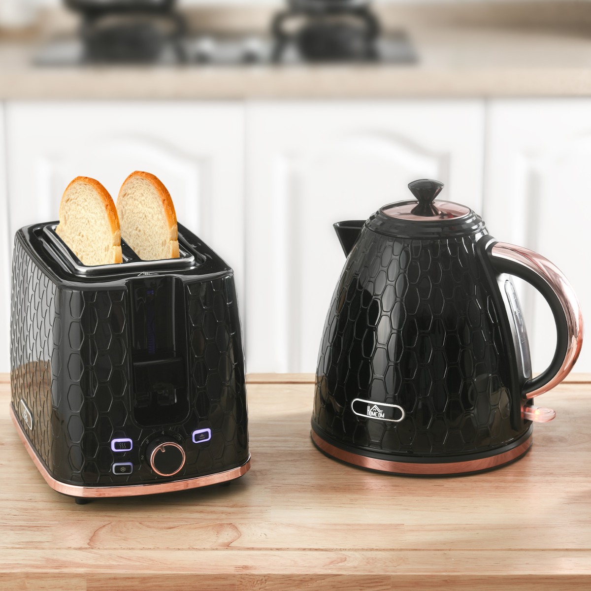 Kettle and Toaster Set 1.7L Fast Boil Kettle and 2 Slice Toaster Set Black