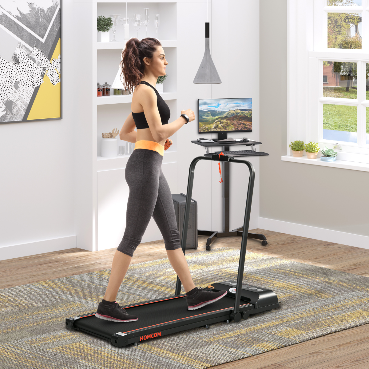 Foldable Walking Treadmill Aerobic Exercise Machine with LED Display
