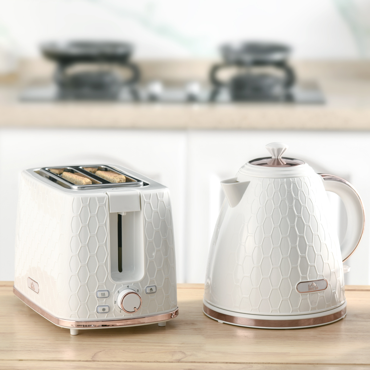 Kettle and Toaster Set 1.7L Fast Boil Kettle and 2 Slice Toaster Set White