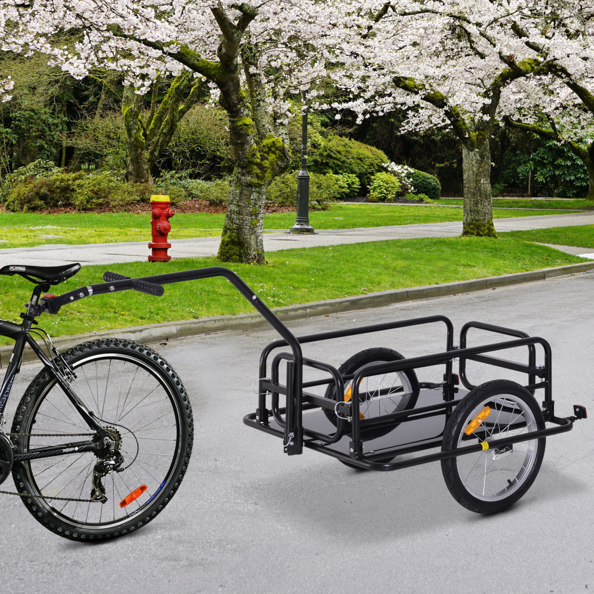 Folding Bicycle Cargo Storage Cart and Luggage Trailer with Hitch
