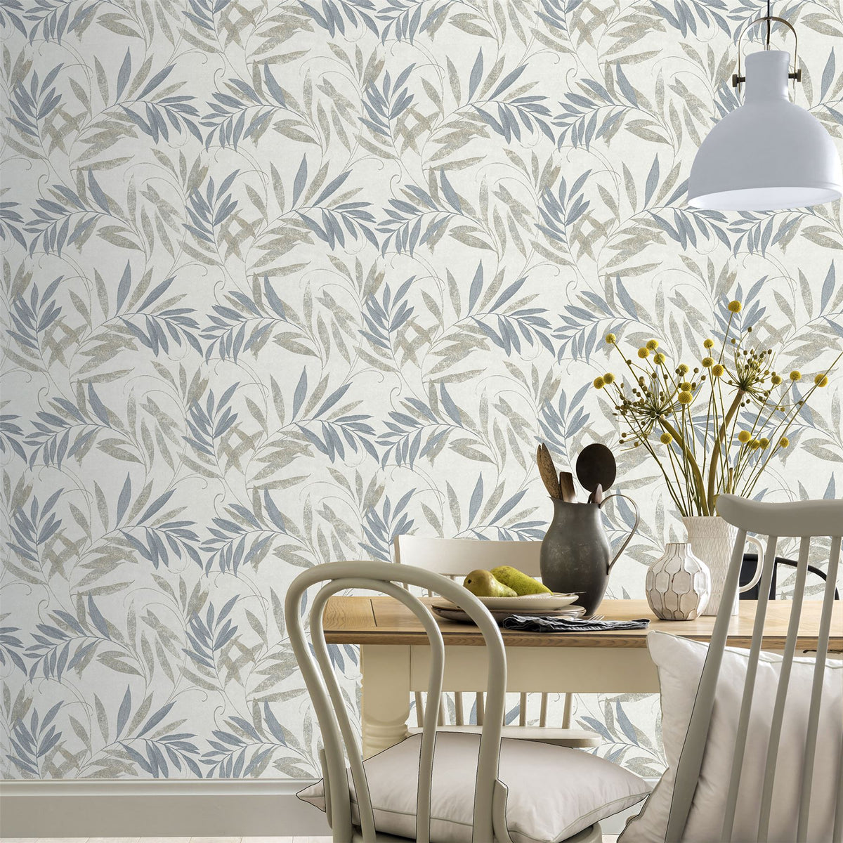 Luxury Leaf Natural Grey Wallpaper image 2