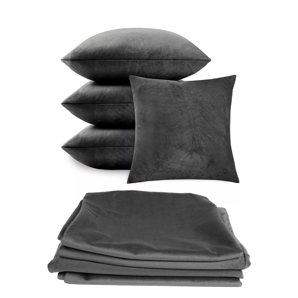 Velvet Cushion Covers Dark Grey 4 Pack, 45 x 45cm Square Pillow Covers image 2