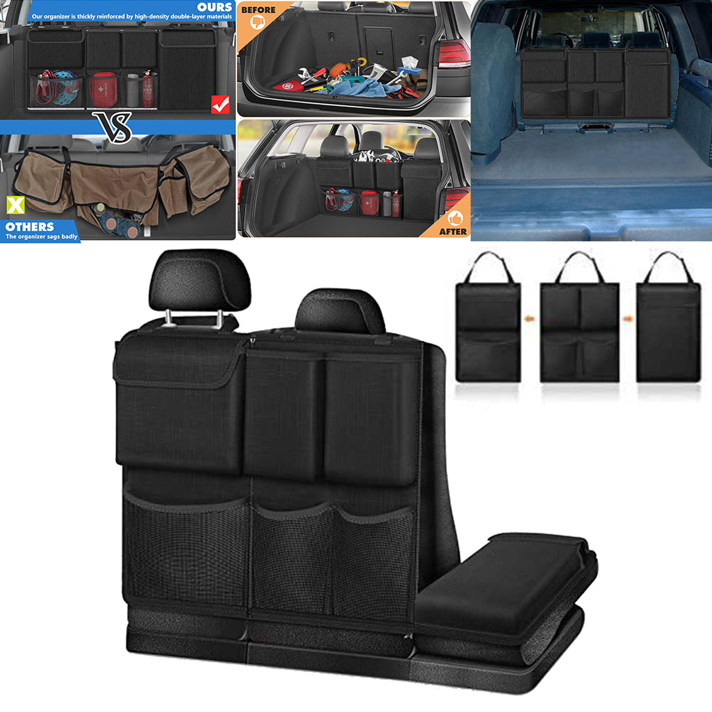 Car Seat Back Organiser Black, Detachable Storage Bag with Zips for SUVs and Vans image 8