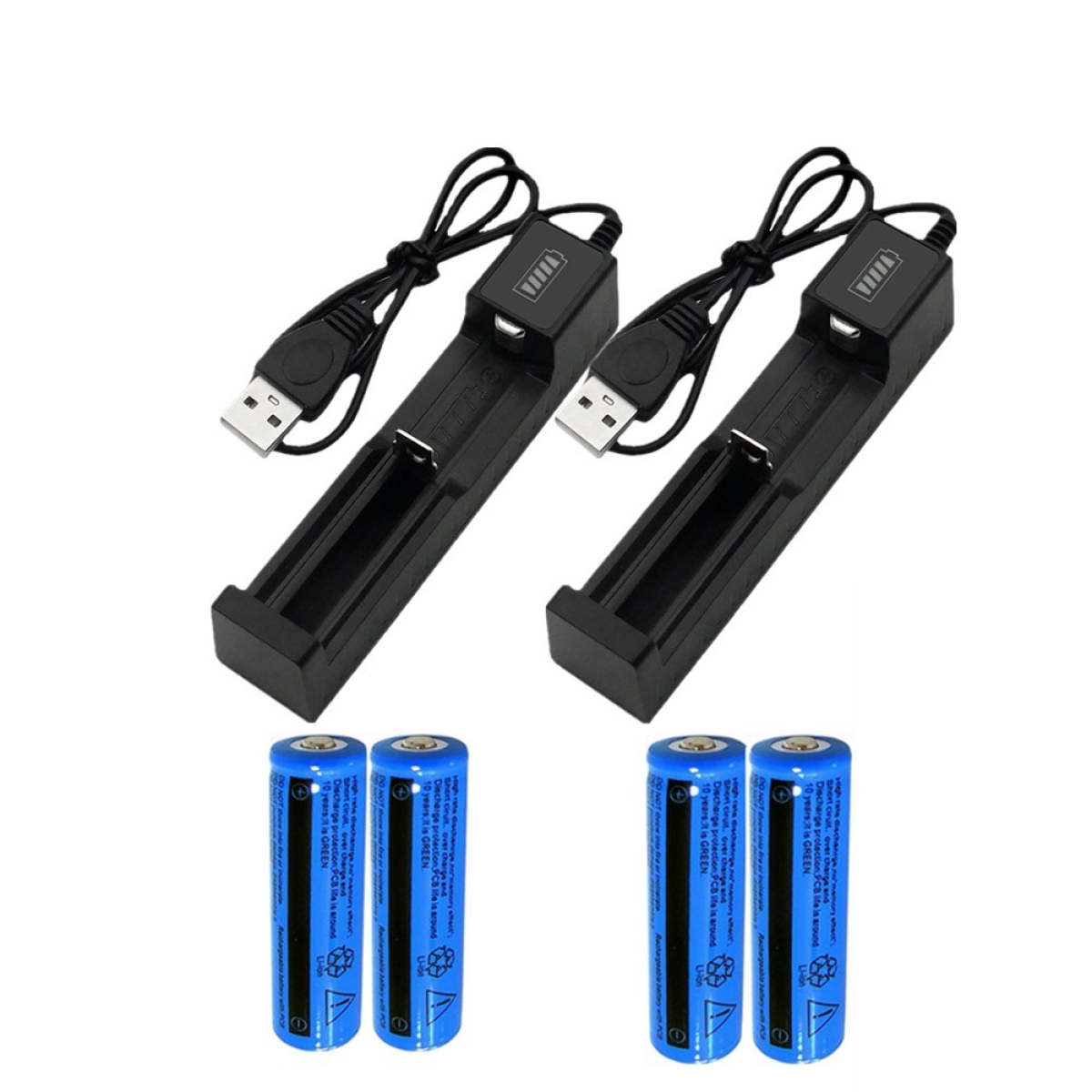 4pcs 3000mAh 18650 Rechargeable Batteries+2x USB Battery Charger Set image 1