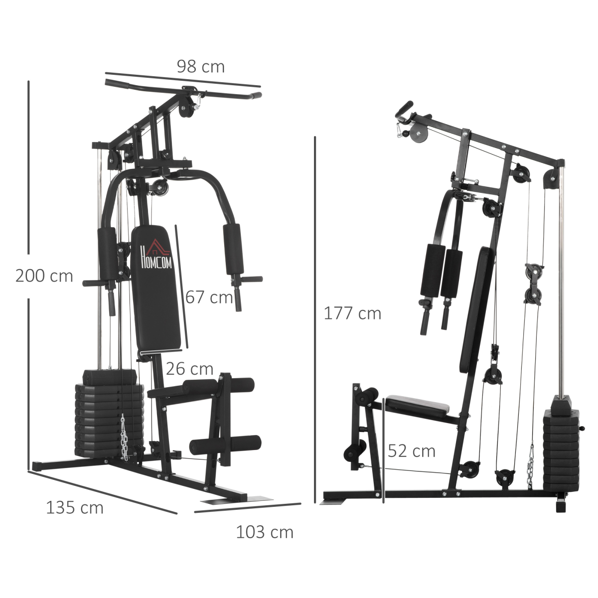 Multifunction Home Gym Machine with 45kg Weights for Full Body Workout
