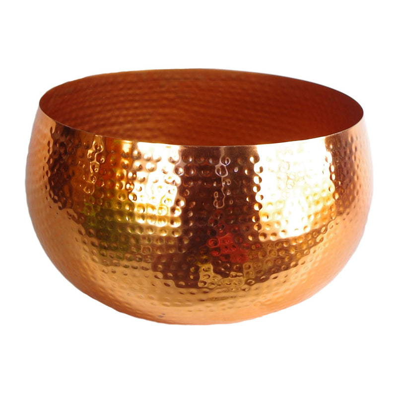 XL Metal Bowl Planter 32 x 20cm Hammered Copper Colour Straight Edge image 0
