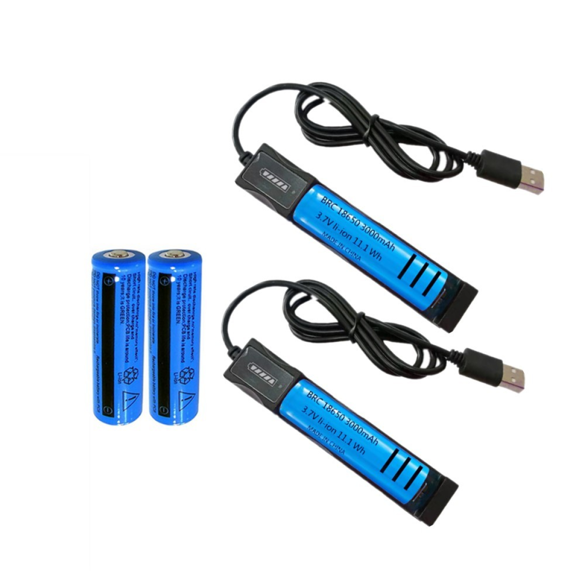 4pcs 3000mAh 18650 Rechargeable Batteries+2x USB Battery Charger Set image 4