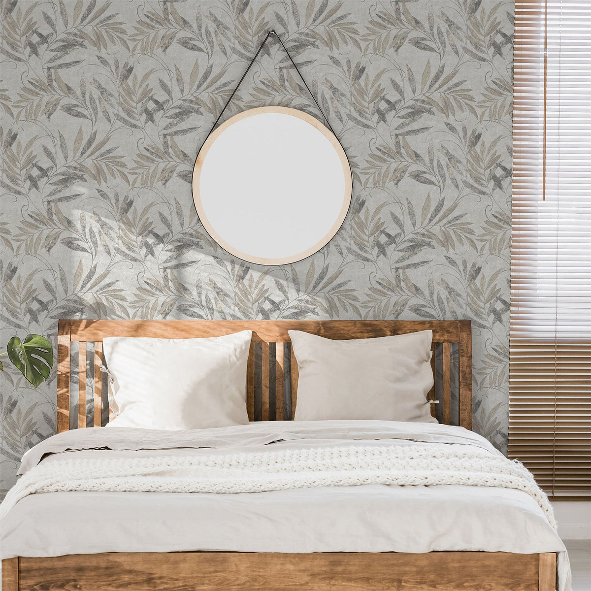 Luxury Leaf Soft Silver Wallpaper image 5