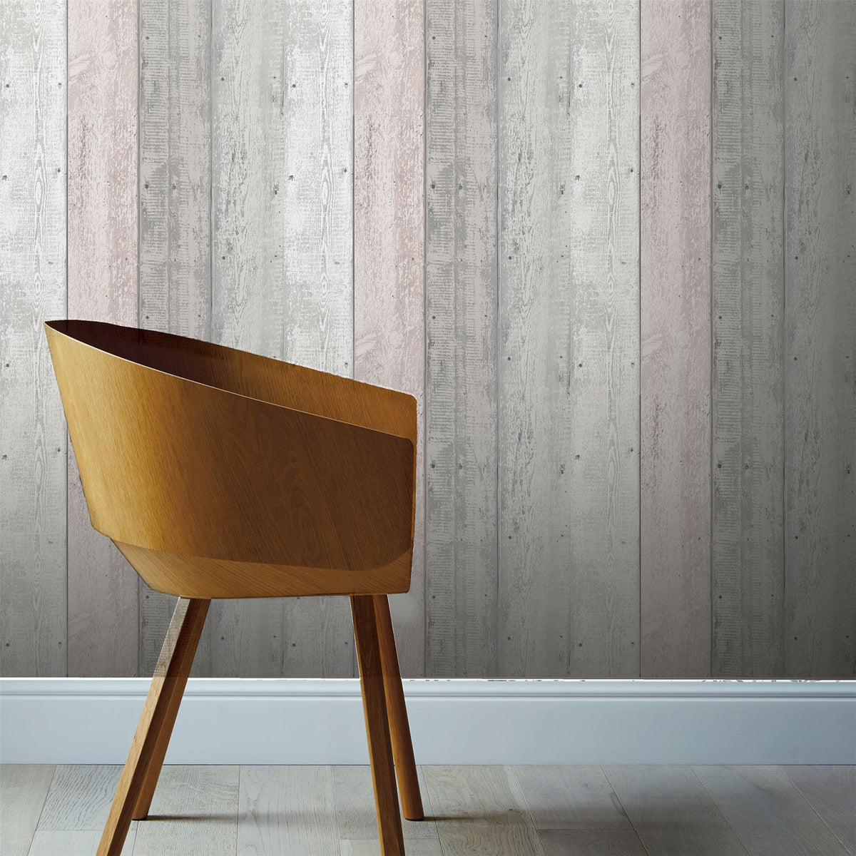 Painted Wood Pink and Grey Wallpaper image 3