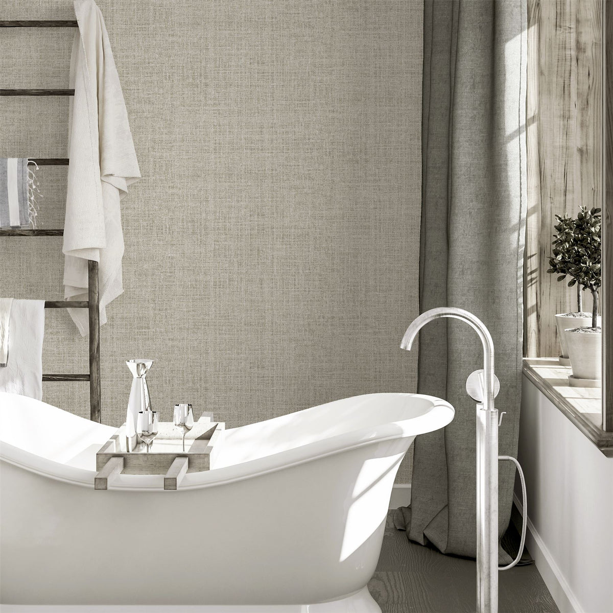 Luxe Hessian Taupe Wallpaper image 6