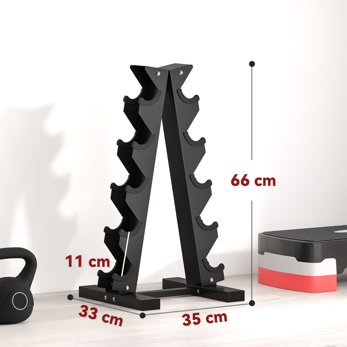 Five-Tier Weight Tree, Steel Dumbbell Rack for Home Gym Exercise
