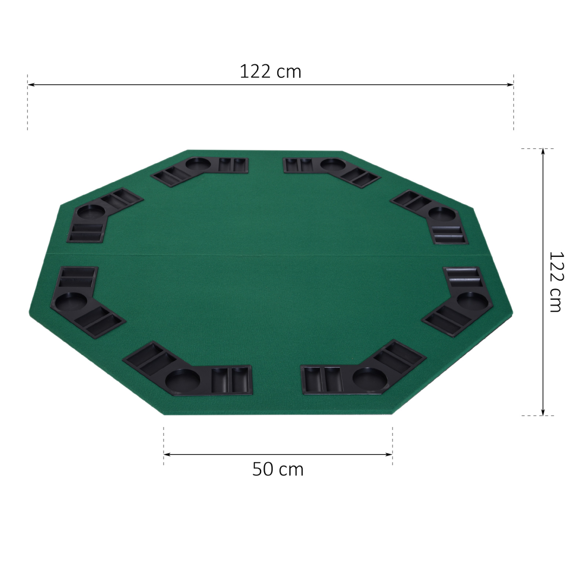 1.2m/48 Inches Foldable Poker Table Top 8 Players Blackjack Chip Trays