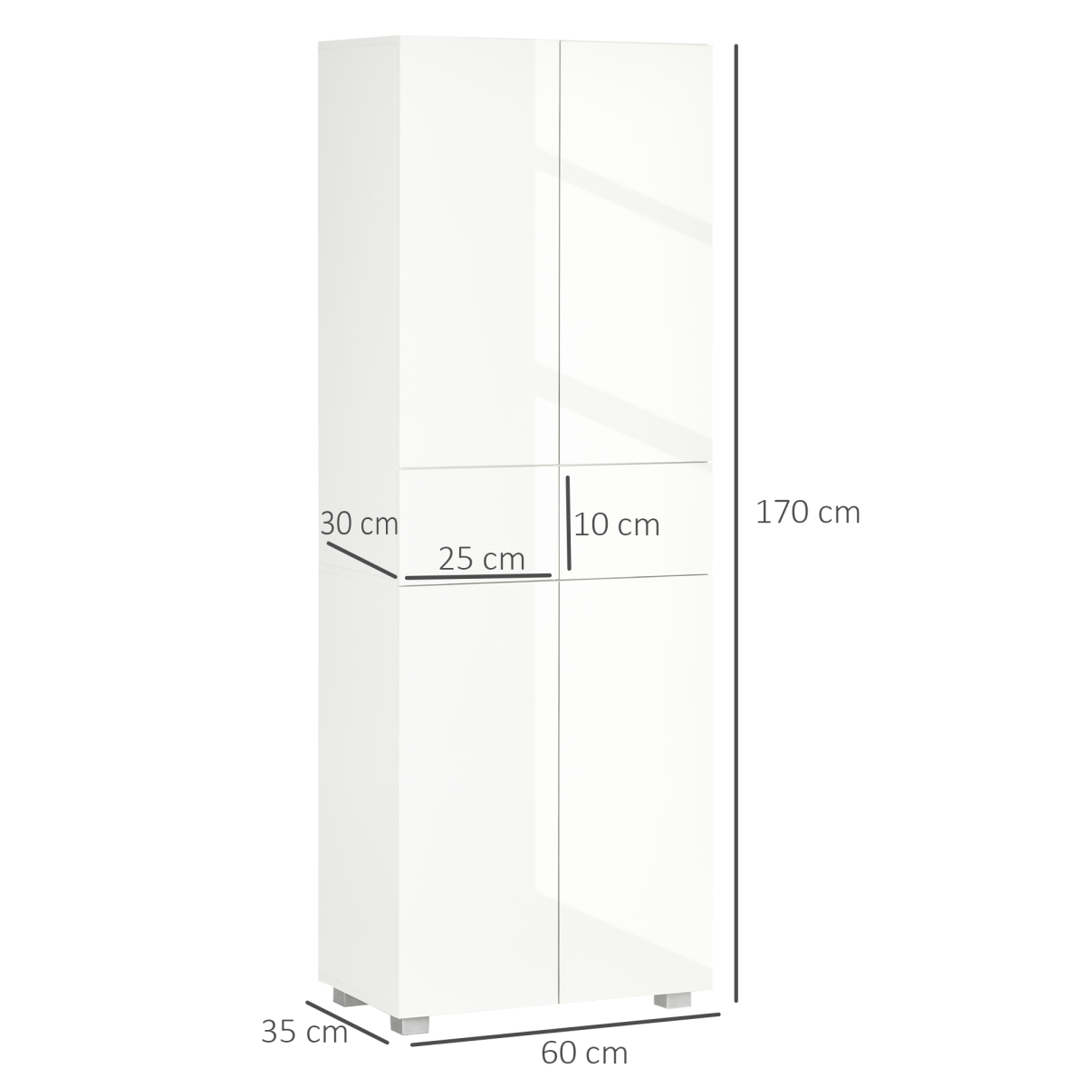 4-Door Kitchen Cupboard Freestanding Storage Cabinet w/ Shelves and