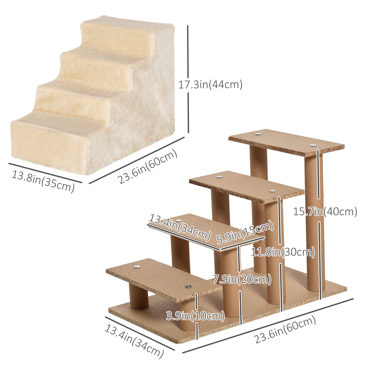 Pet Stairs 60L x 35W x 44H cm, Beige