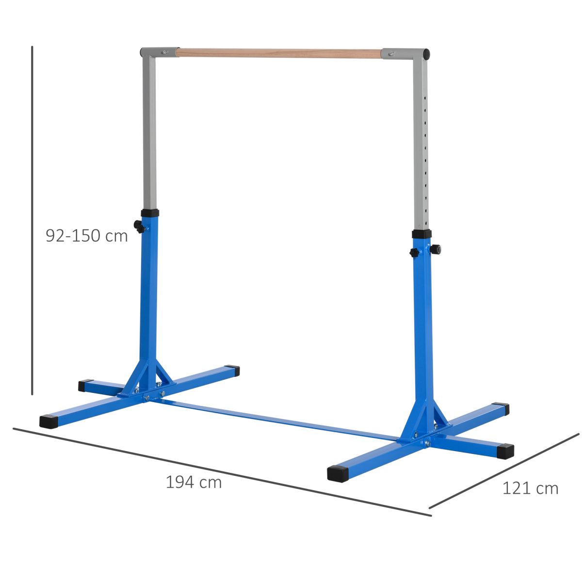 Adjustable Kids Gymnastics Bar Horizontal Training with Steel Frame Wood Bar
