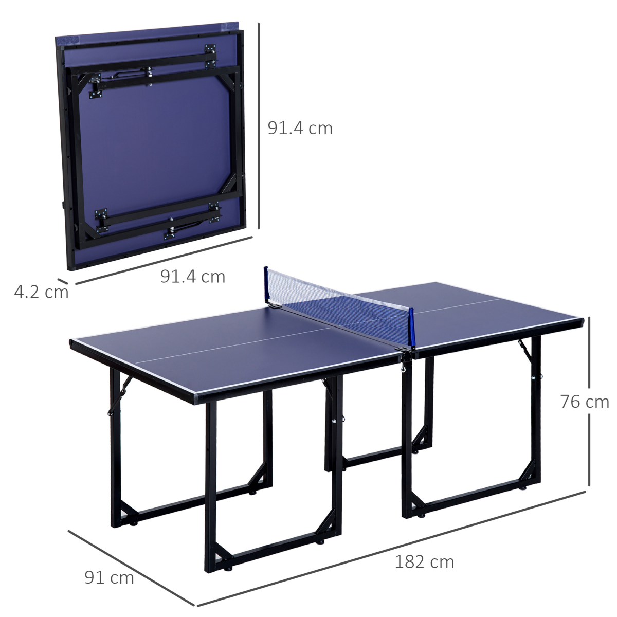 Tennis Table Ping Pong Foldable with Net Game Steel 183cm Indoor, Blue