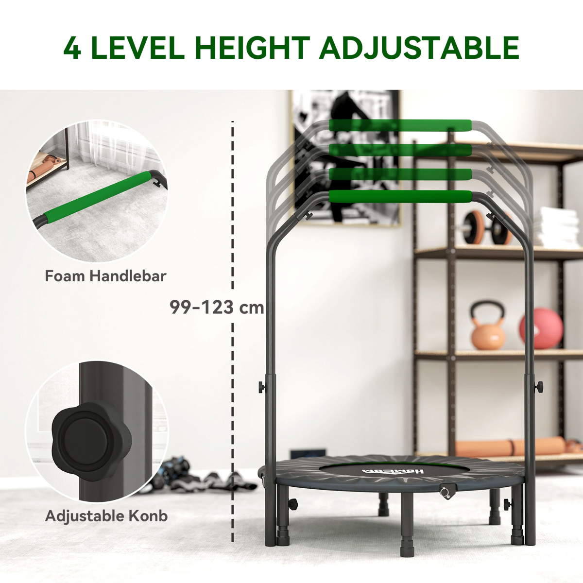40" Foldable Mini Fitness Trampoline with Foam Handle