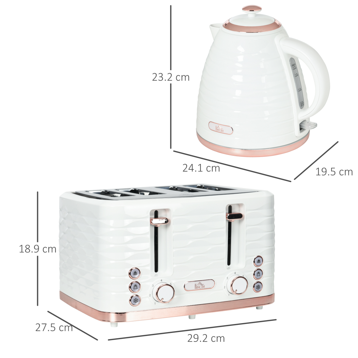 Kettle and Toaster Set 1.7L Rapid Boil Kettle and 4 Slice Toaster White