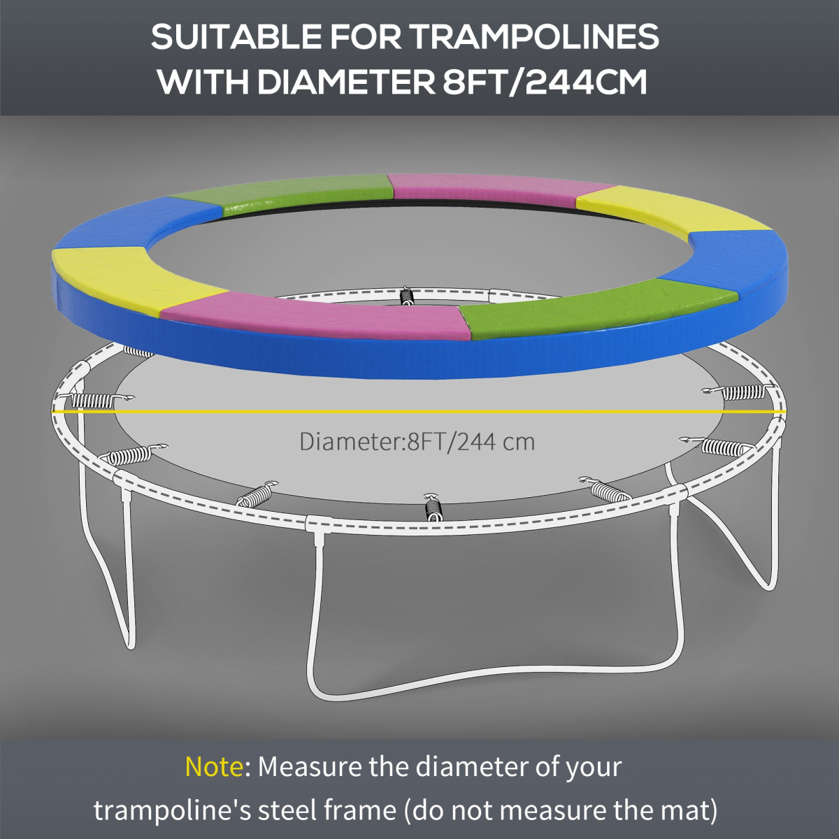 8FT Trampoline Pad Spring Cover, Waterproof