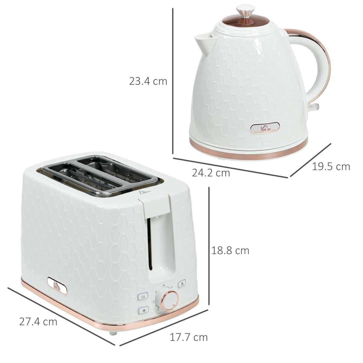 Kettle and Toaster Set 1.7L Fast Boil Kettle and 2 Slice Toaster Set White