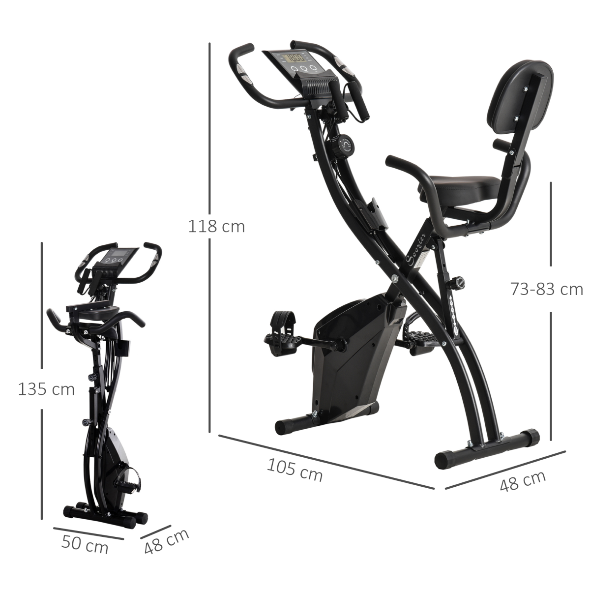 2-In-1 Upright Exercise Bike 8-Level Adjustable with Pulse Sensor Black