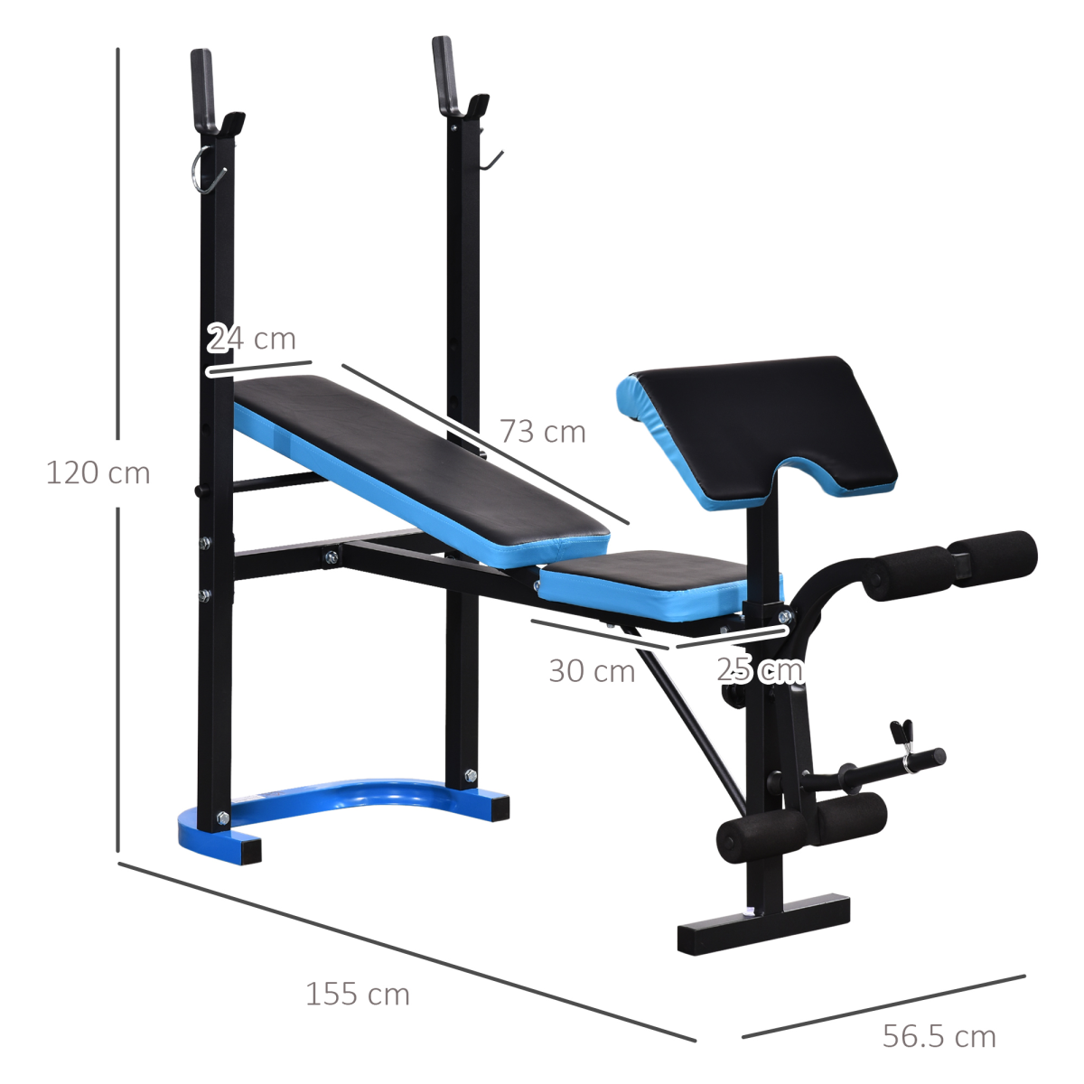 Adjustable Weight Bench with Leg Developer Barbell Rack for Home Gym