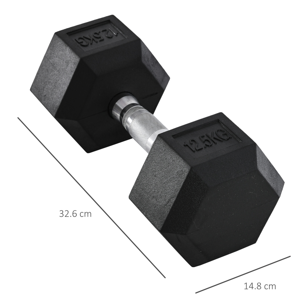 12.5KG Single Rubber Hex Dumbbell Portable Hand Weights for Home Gym
