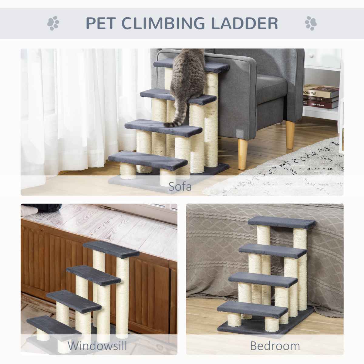 Cat Tree, Grey, Particleboard